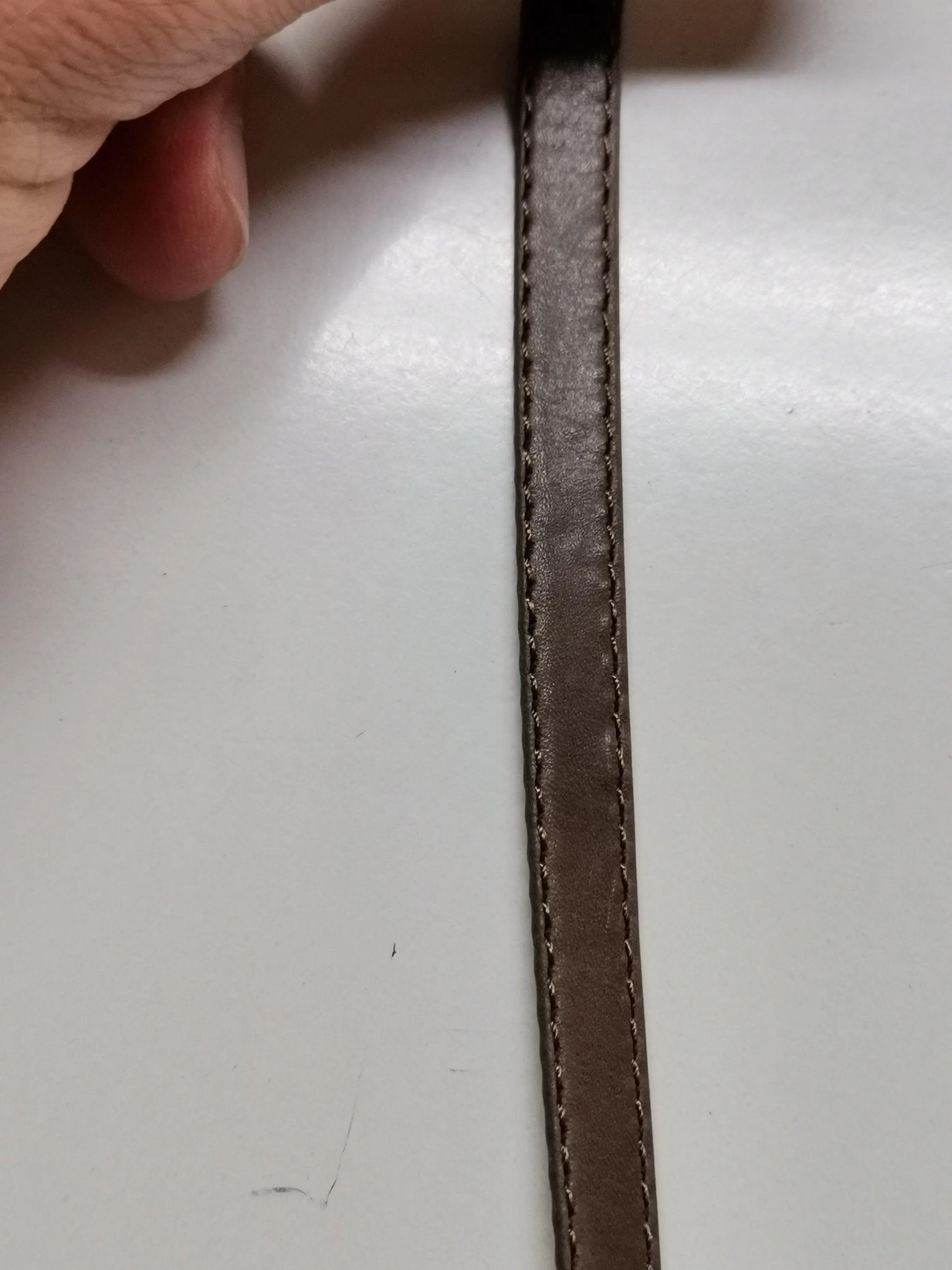 Leather shoe straps, Genuine leather straps folded and stitched width 0,8mm(1/3 inch) thickness 1,2mm(3 oz)