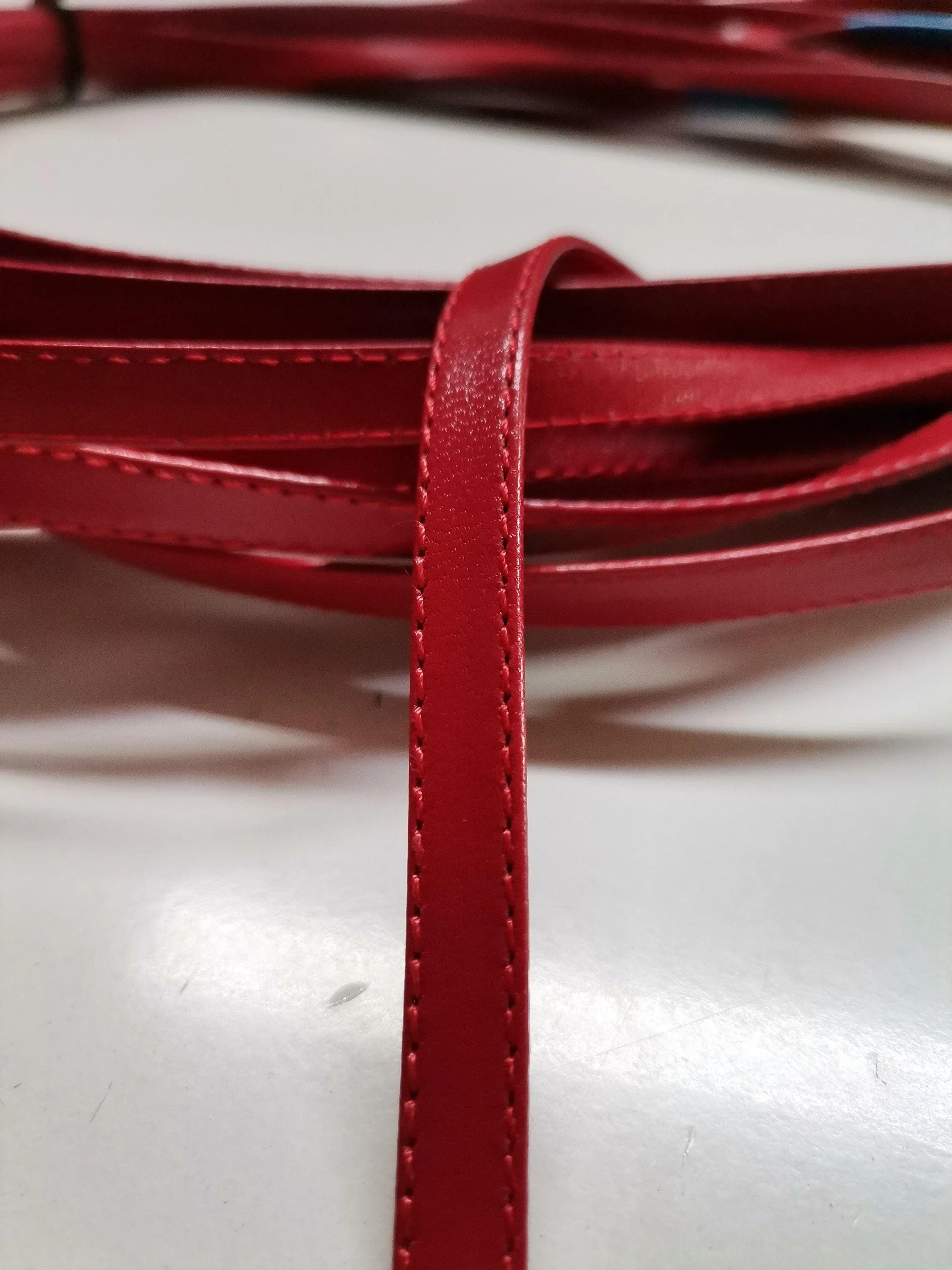 Leather shoe straps, Genuine leather straps folded and stitched width 0,8mm(1/3 inch) thickness 1,2mm(3 oz)