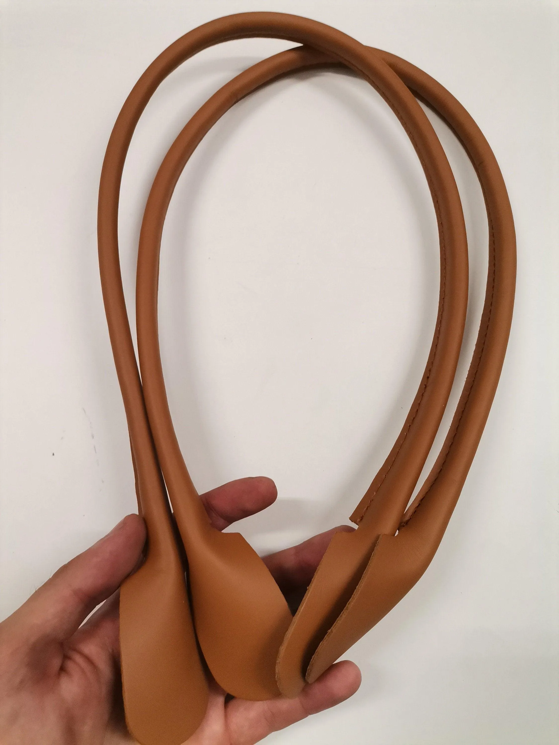 Leather shoulder handles for bags, Pair or rounded, genuine leather handles for bags length 73cm (29 inches)