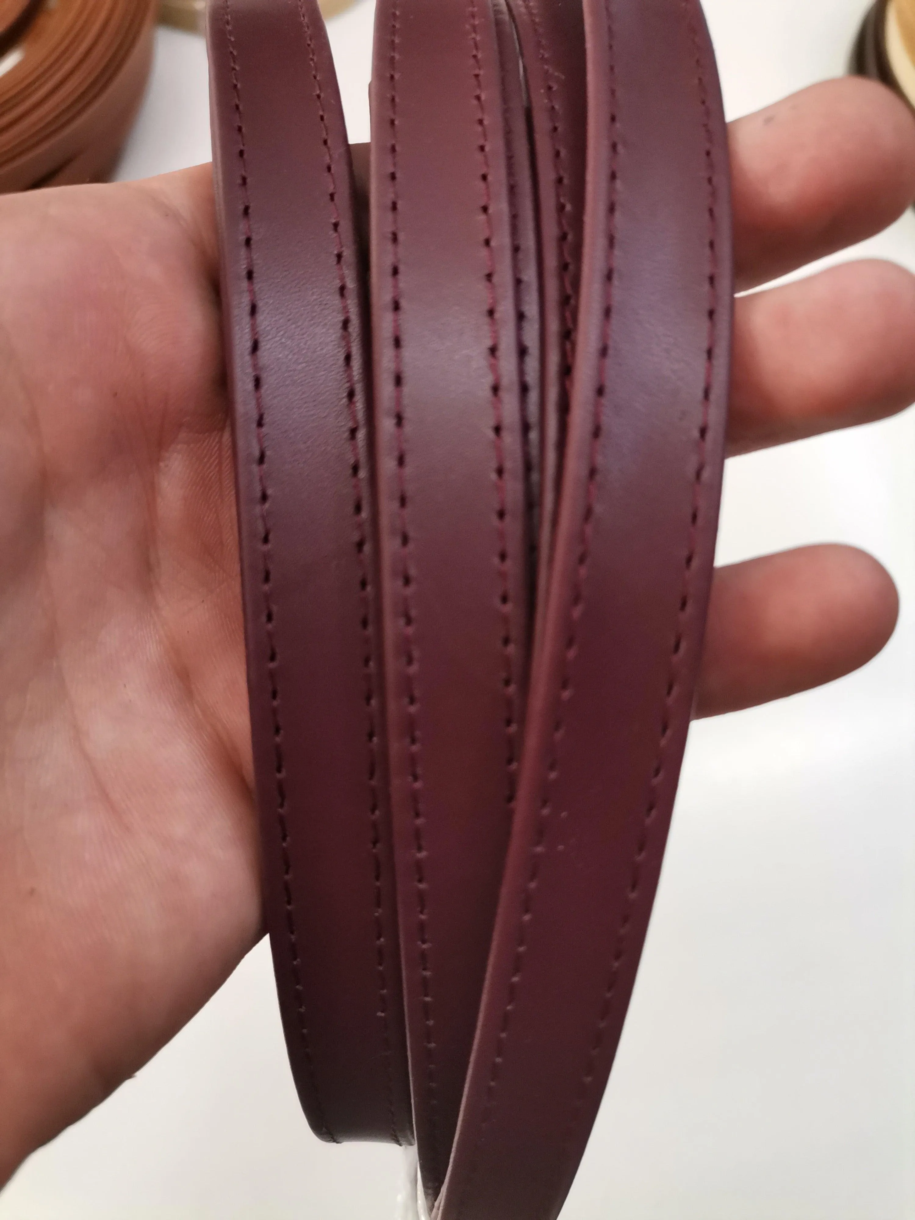 Leather straps width 1,5cm, Genuine full grain stitched leather straps, thickness 2,2mm(5 oz), Leather strips, Straps for bags and DIY