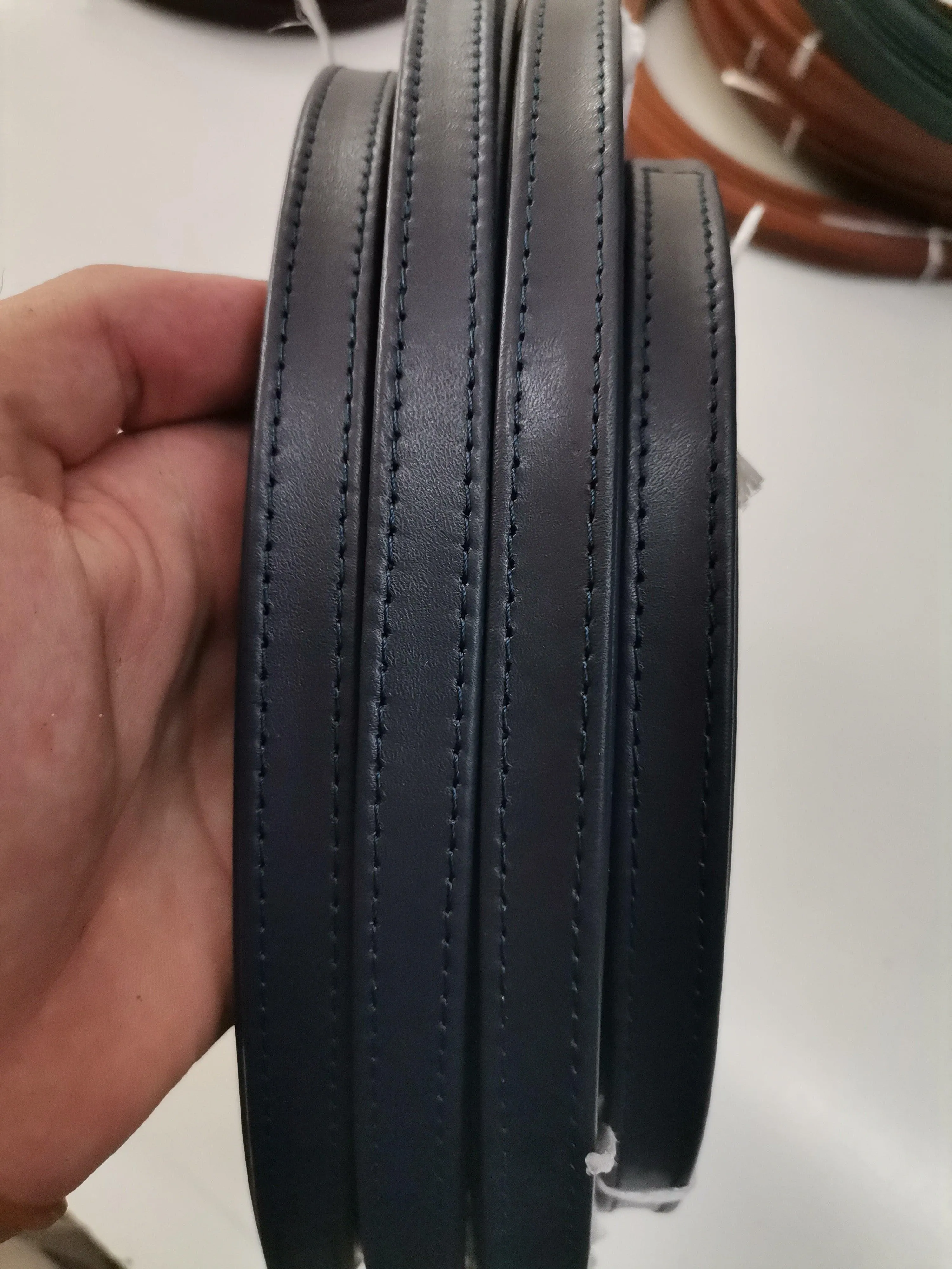 Leather straps width 1,5cm, Genuine full grain stitched leather straps, thickness 2,2mm(5 oz), Leather strips, Straps for bags and DIY