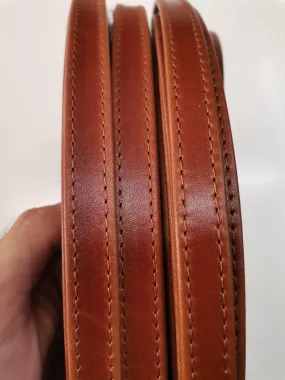 Leather straps width 1,5cm, Genuine full grain stitched leather straps, thickness 2,2mm(5 oz), Leather strips, Straps for bags and DIY