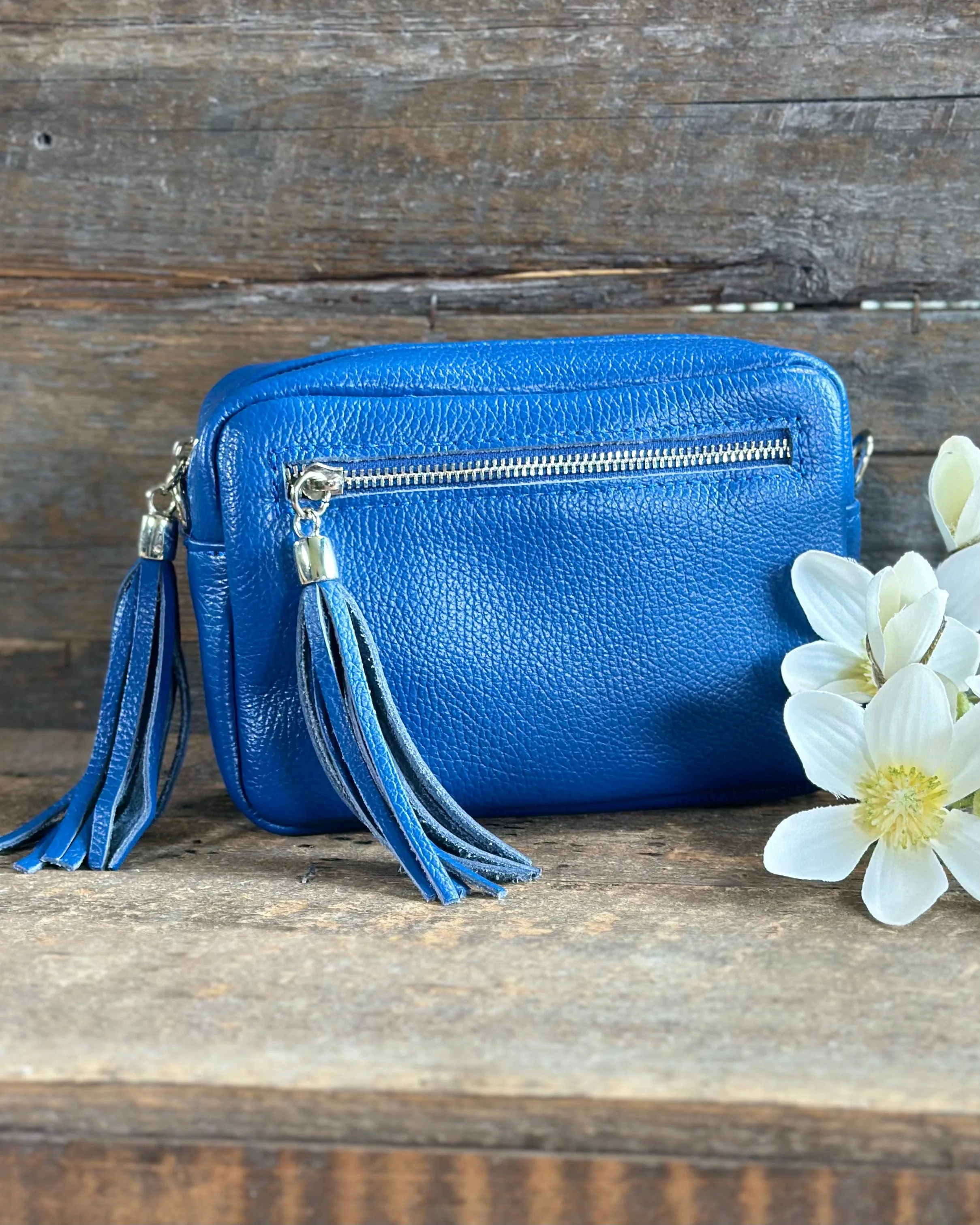 Leather Tassels Bag - Cobalt Blue