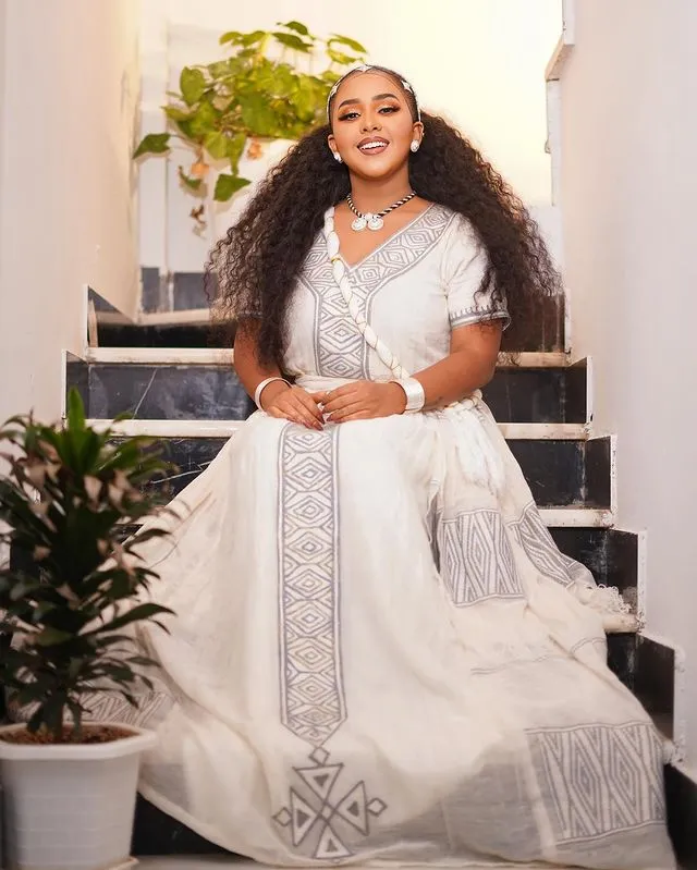 Light-Color Ashenda Dress Gorgeous Ethiopian Dress