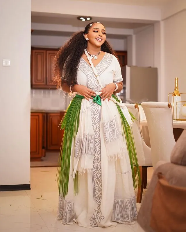 Light-Color Ashenda Dress Gorgeous Ethiopian Dress