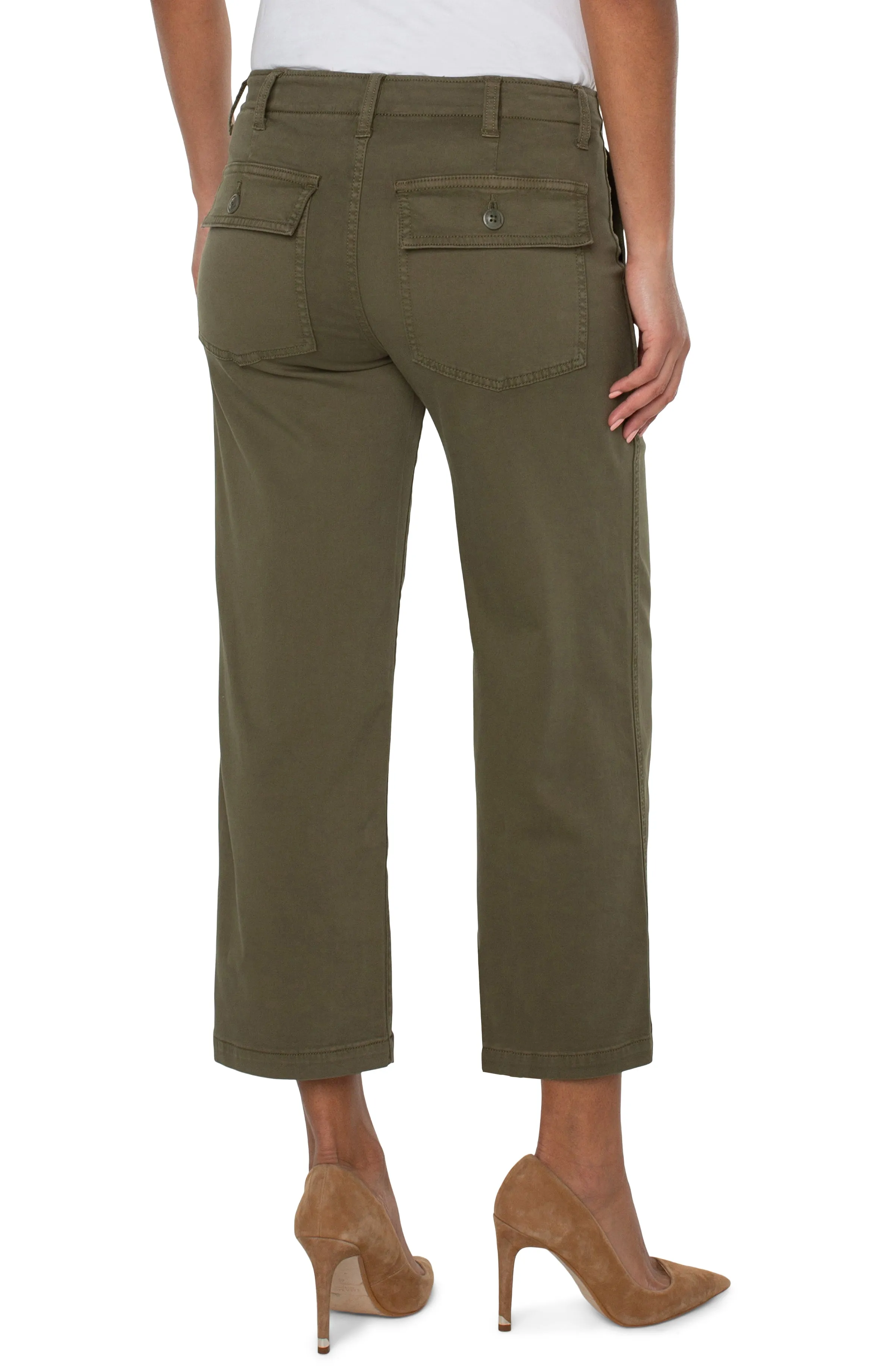 Liverpool Cargo Wide Leg Crop (Myrtle Green)