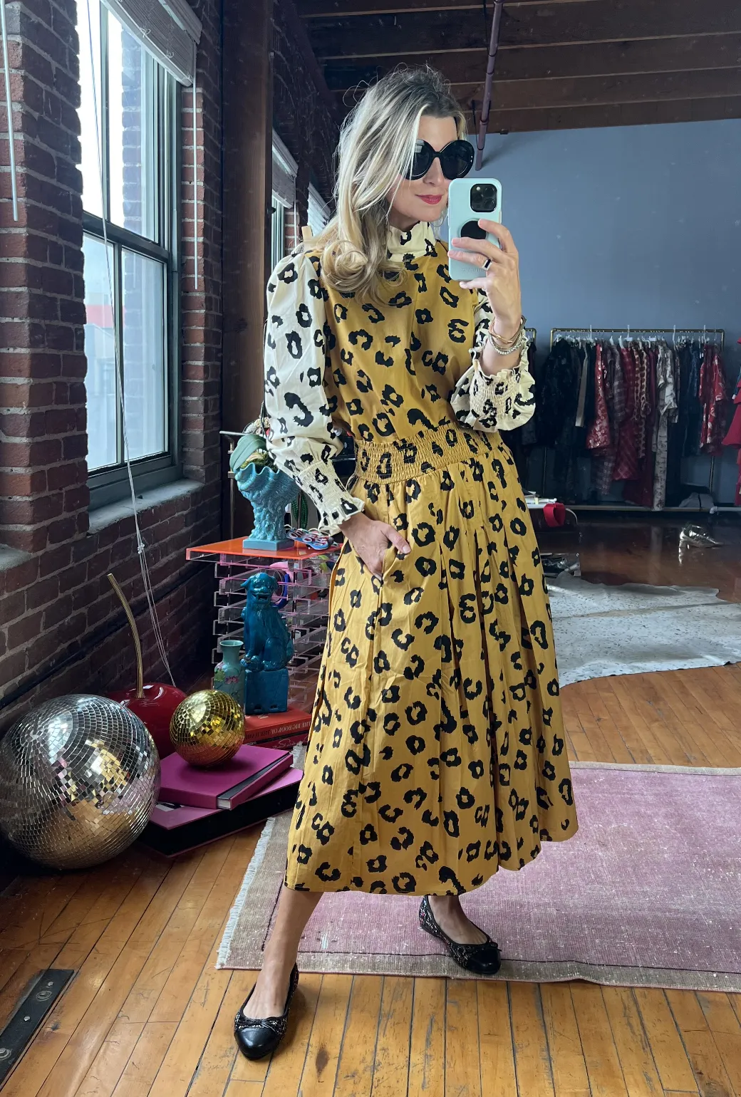 Long Sleeve Mod Dress - Cheetah