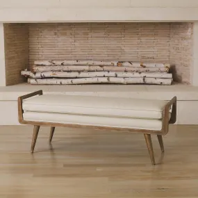 Lucas Long Bench - Beige Leather