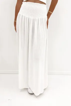 Luxe Linen Shired Maxi Skirt Vintage White