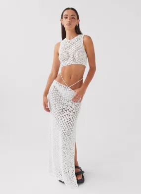 Mabel Bay Crochet Maxi Skirt - White