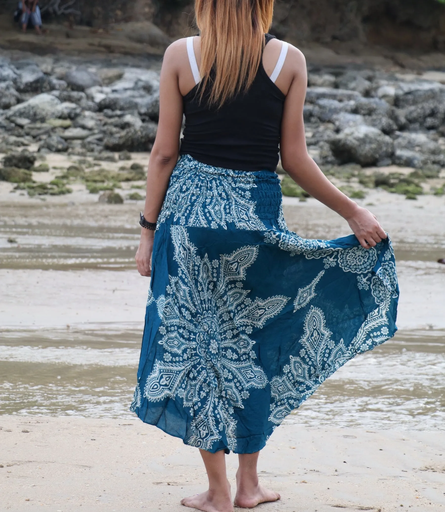 Maxi Dresses Boho Skirts Summer Festival Beachwear Skirt Geometric Mandala