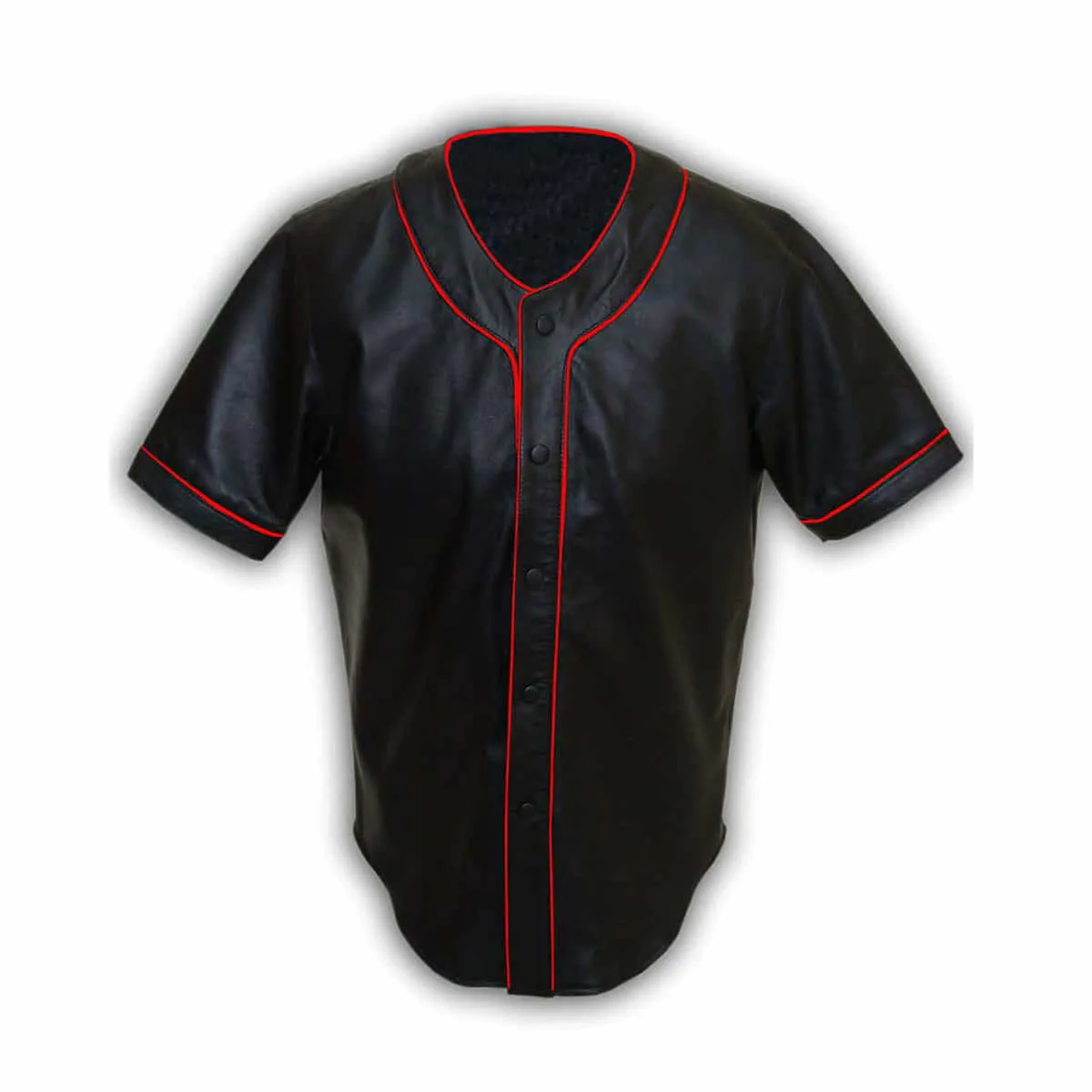 Mens Base Ball Jersey Style Shirt Soft Sheep Black Leather - BBS1