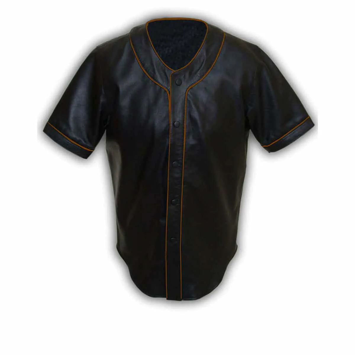 Mens Base Ball Jersey Style Shirt Soft Sheep Black Leather - BBS1