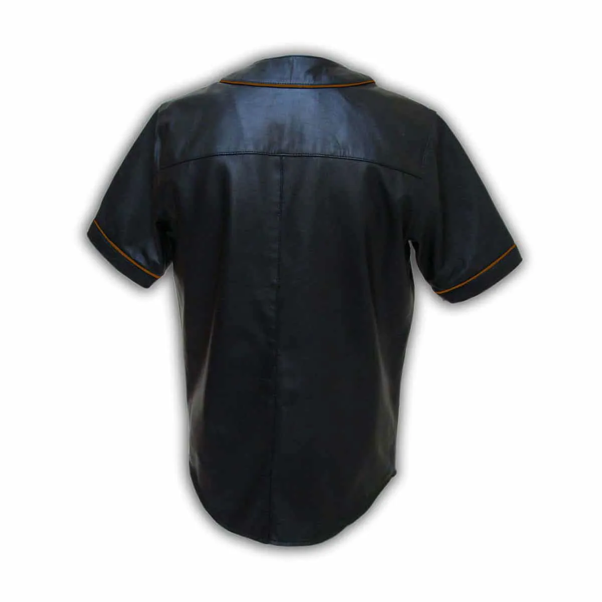 Mens Base Ball Jersey Style Shirt Soft Sheep Black Leather - BBS1