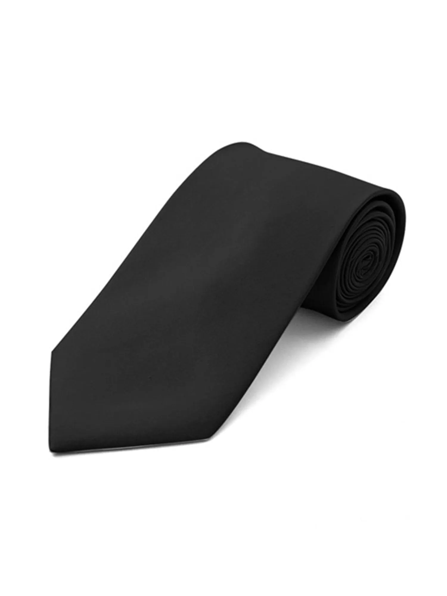 Men's Black Solid Color Microfiber Poly Woven 3 Inch Neck Tie