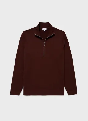 Men's Half Zip Loopback Sweatshirt in Raisin