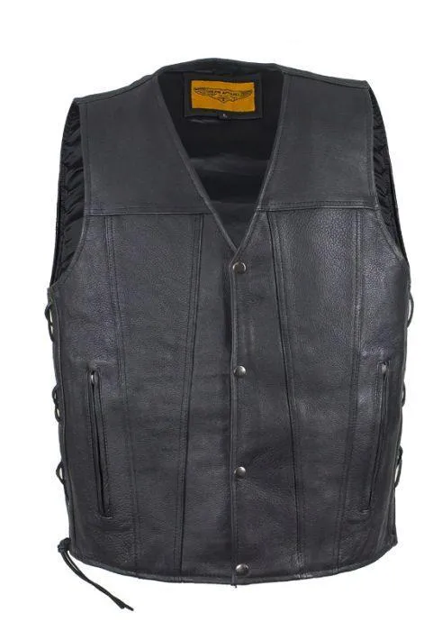 Mens Leather Vest With Concealed Gun Pockets, MV8015-11-DL