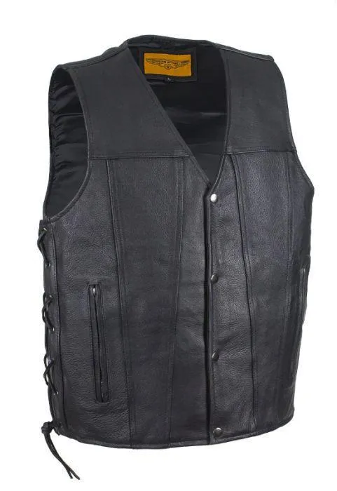 Mens Leather Vest With Concealed Gun Pockets, MV8015-11-DL