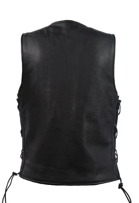 Mens Leather Vest With Concealed Gun Pockets, MV8015-11-DL