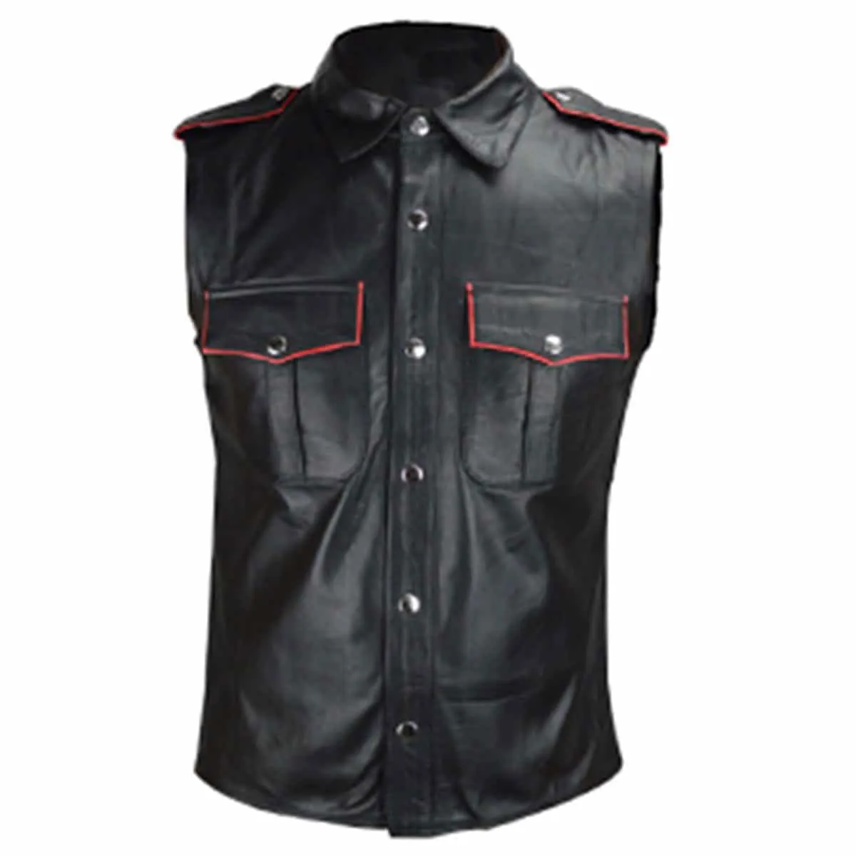 Men's Police Uniform Style faux leather shirt Black Sheep Lamb -  PS-SL