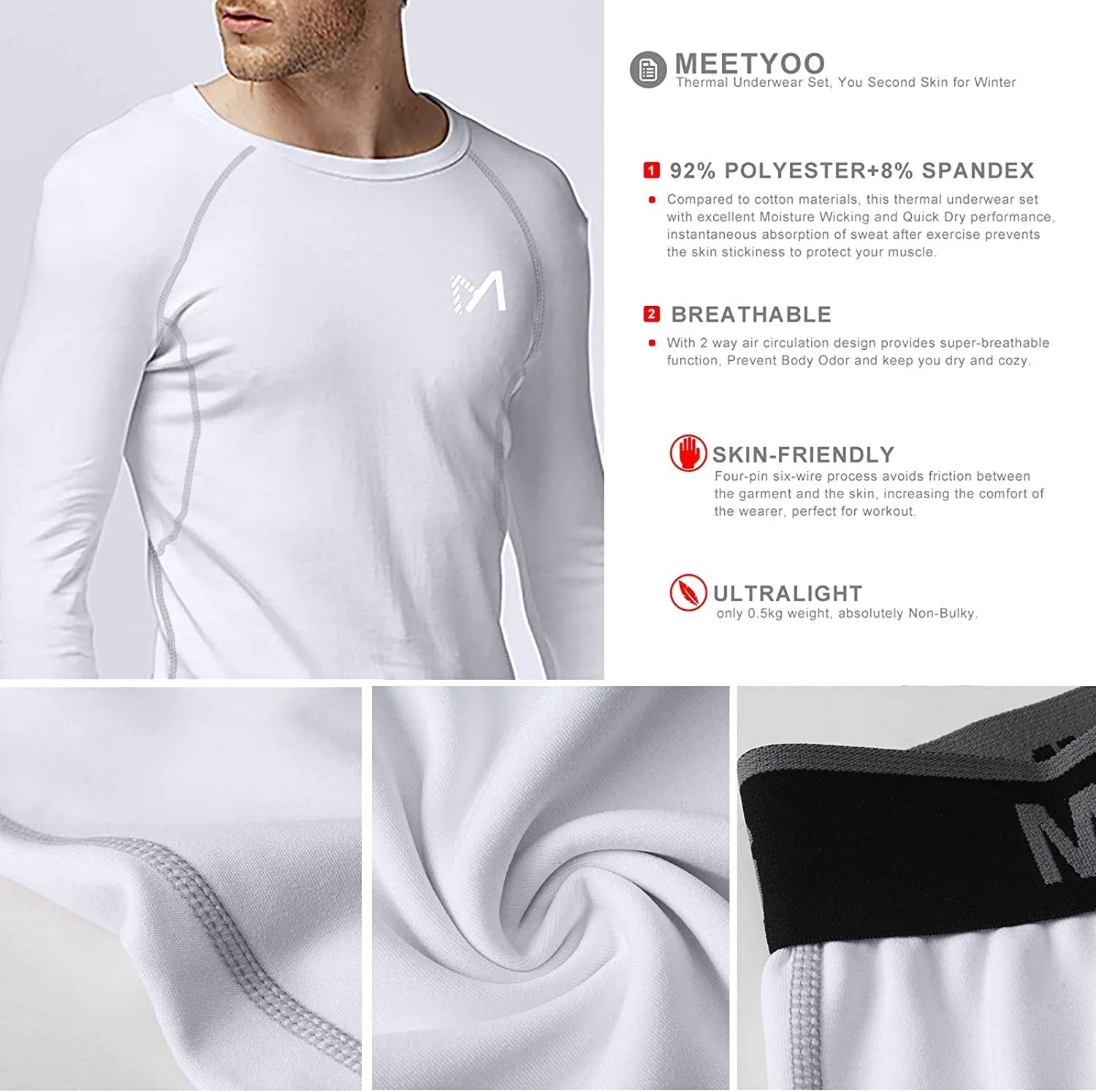 Men's Thermal Underwear Set Sport Long Johns Base Layer