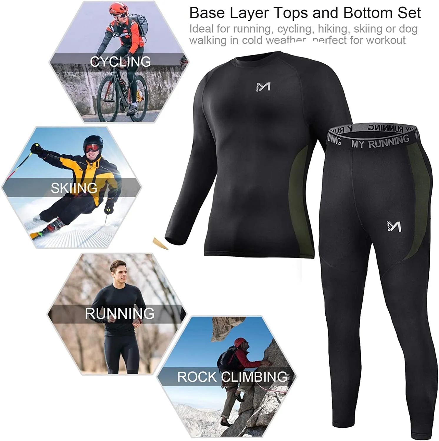 Men's Thermal Underwear Set Sport Long Johns Base Layer