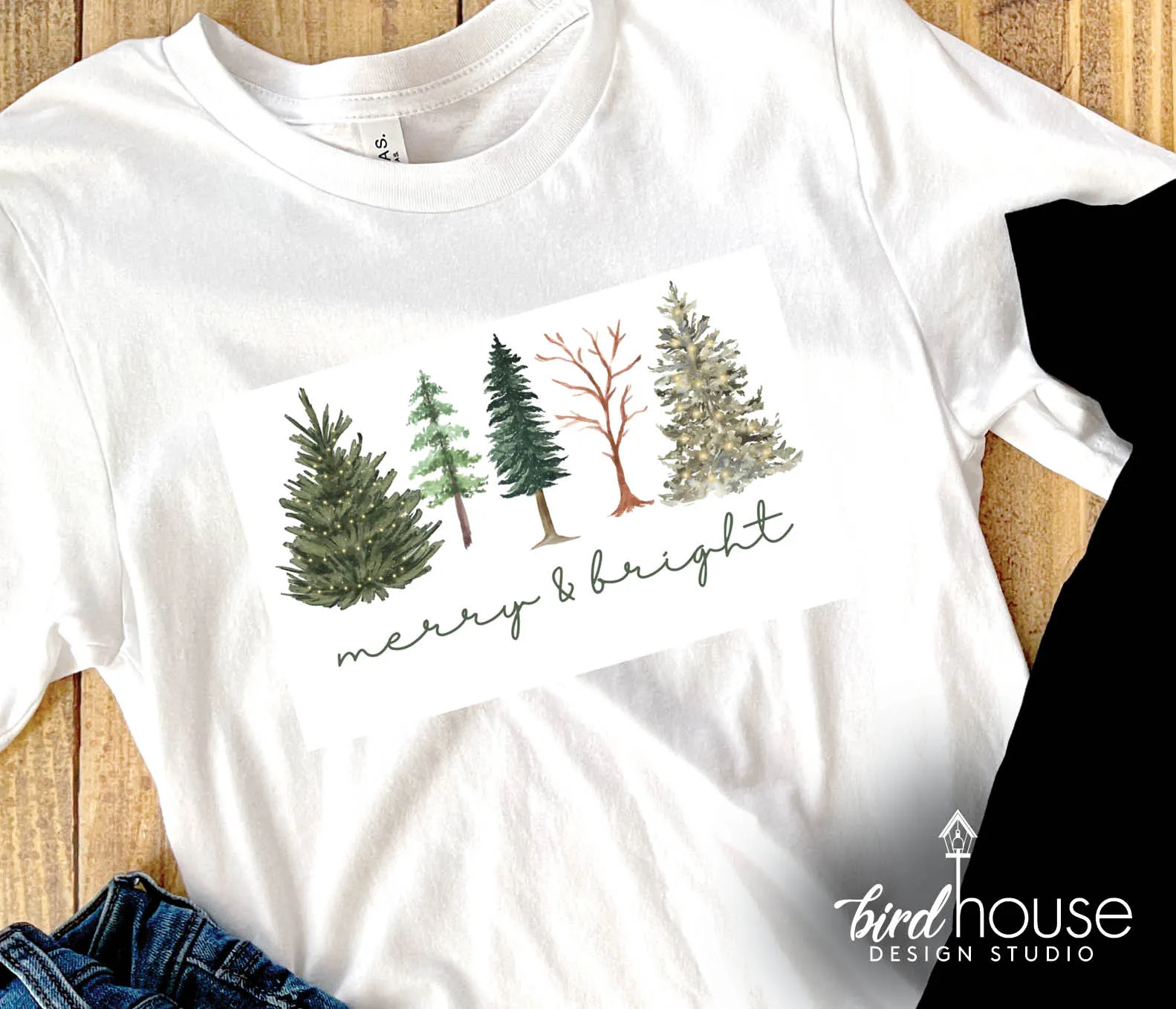 Merry & Bright Shirt, Cute Christmas Graphic Tee