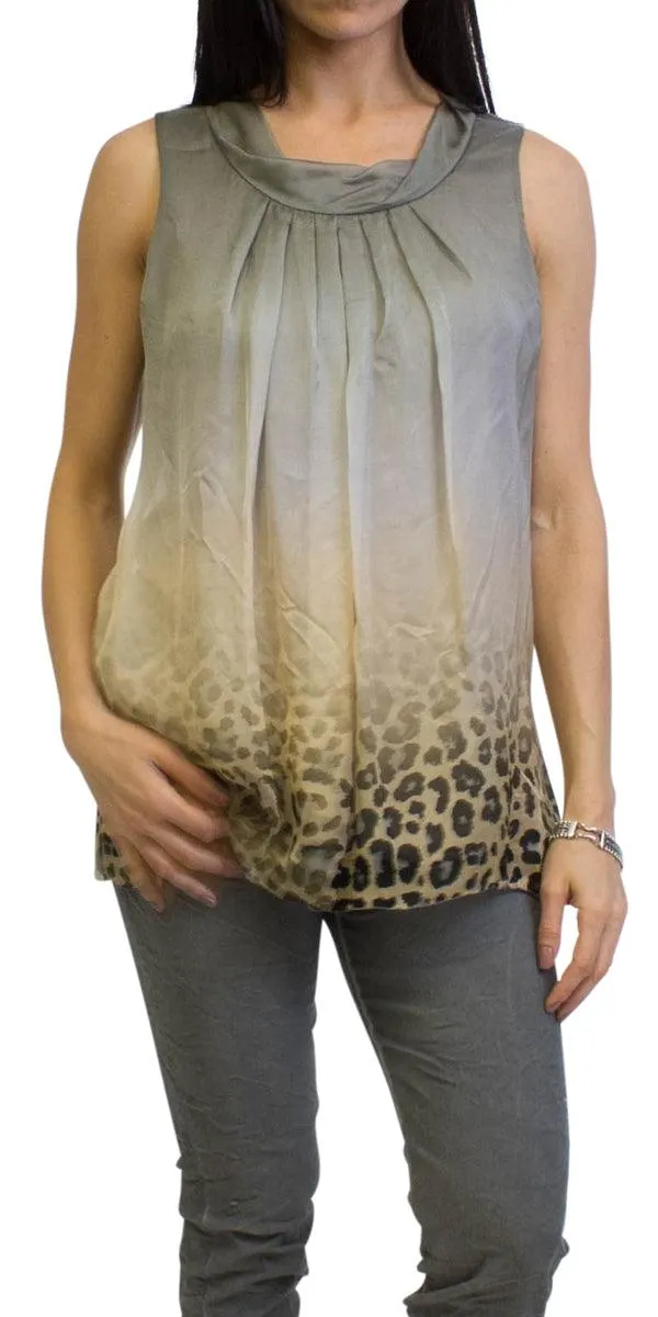 MICAELA LEOPARD SILK TOP