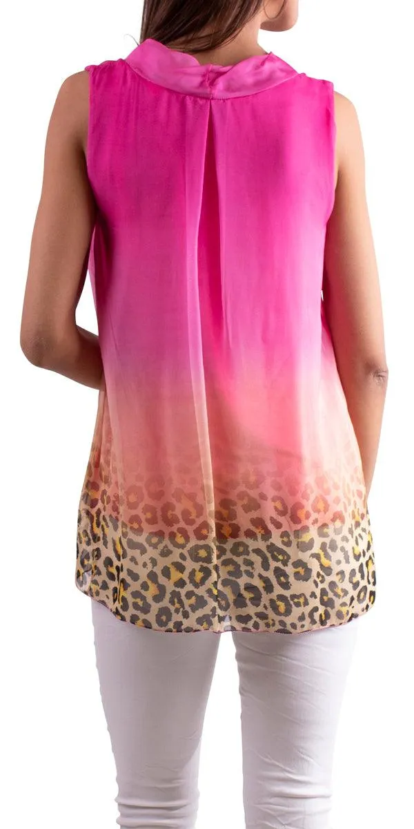 MICAELA LEOPARD SILK TOP