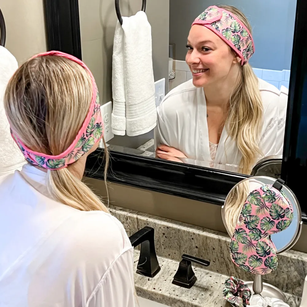 Microfiber Headband   Scrunchie Set - Palm