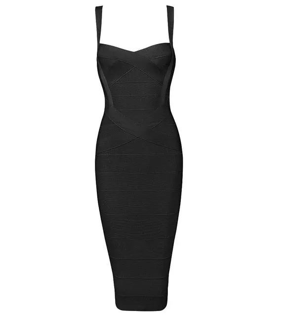 Midi Bandage Sexy Spaghetti Strap Bodycon Club Party Dresses