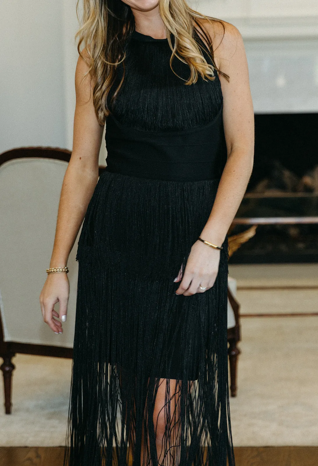 Milly Fringe Dress - Black