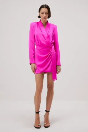 Misha Azera Satin Mini Dress - Hot Pink