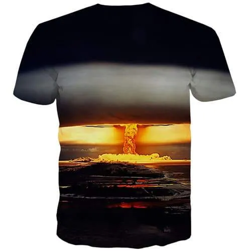 Mushroom Cloud T shirts Men War Tshirt Printed Flame T shirts Funny Harajuku Shirt Print Gothic Tshirts Casual Short Sleeve