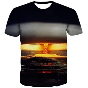 Mushroom Cloud T shirts Men War Tshirt Printed Flame T shirts Funny Harajuku Shirt Print Gothic Tshirts Casual Short Sleeve