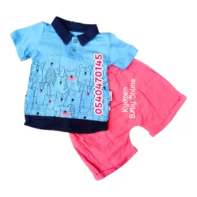 Necix's Baby Boy Dress (Top and Down) Peach and Blue