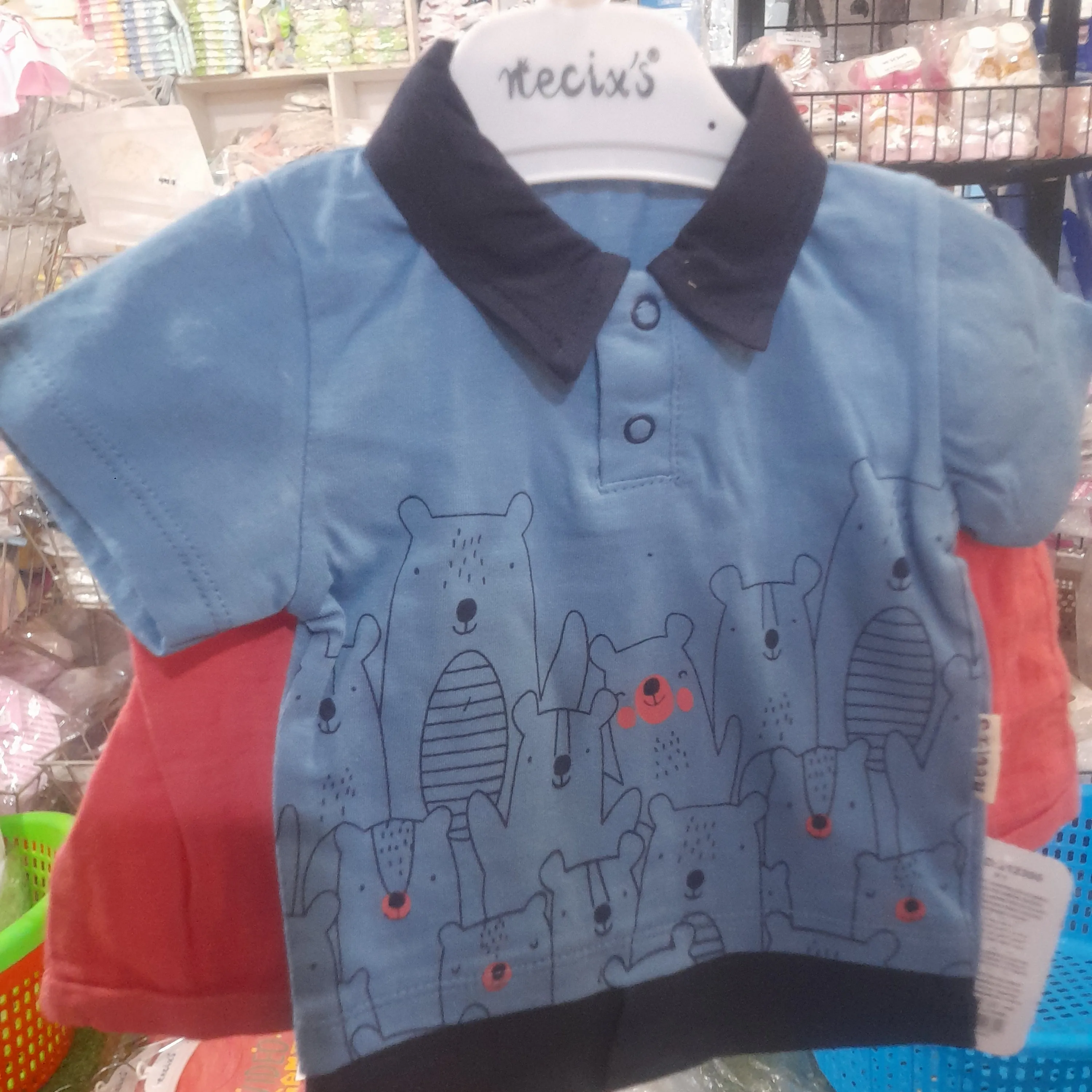 Necix's Baby Boy Dress (Top and Down) Peach and Blue