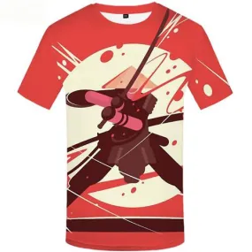 Ninja T shirts Men War Tshirts Cool Moon Shirt Print Red T-shirts 3d Cartoon T-shirts Graphic Short Sleeve Punk Rock Mens Tee