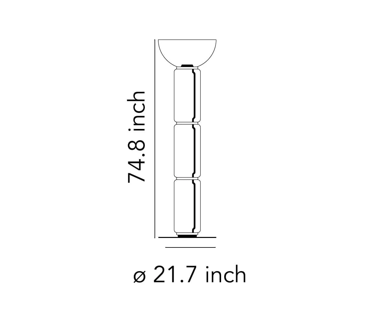 Noctambule - Floor Lamp with 3 High Cylinders with Bowl and Large Base