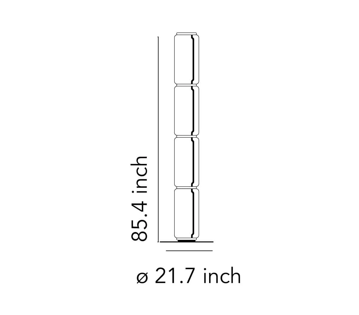 Noctambule - Floor Lamp with 4 High Cylinders and Large Base