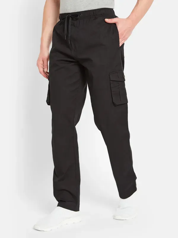 Octave Men Mid-Rise Cotton Cargo Track Pants