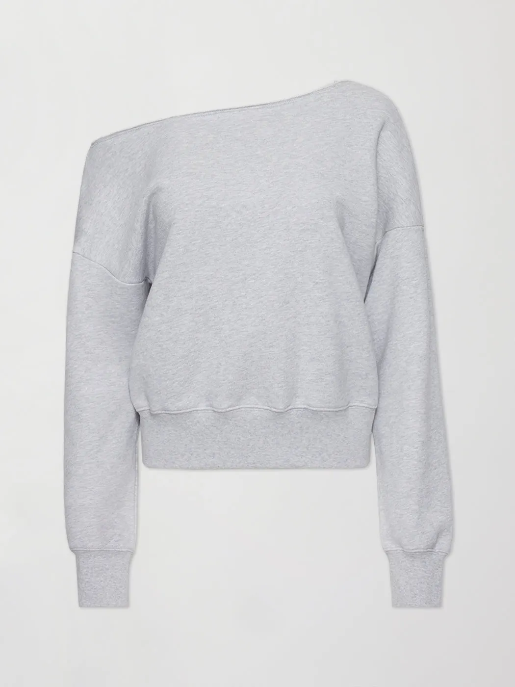 Off Shoulder Sweatshirt in French Terry - Heather Grey