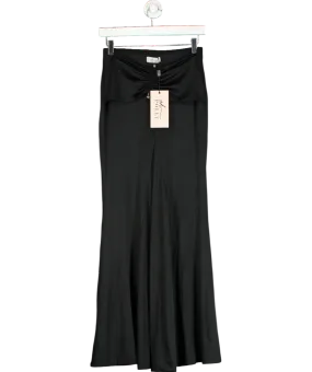 Oh Polly Black Slinky Jersey Hardware Detail Maxi Skirt UK 8