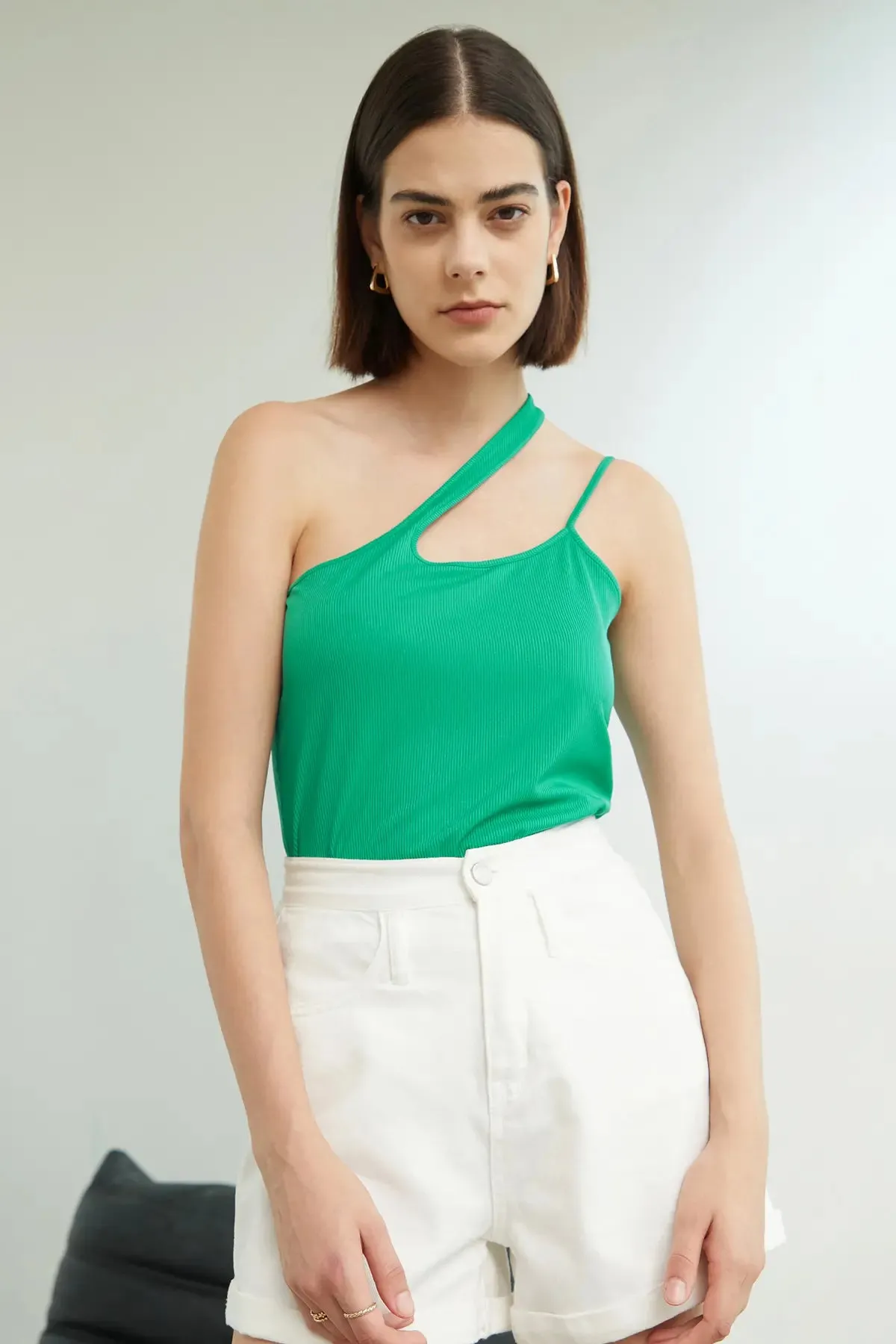 One Shoulder Asymmetrical Neck Top