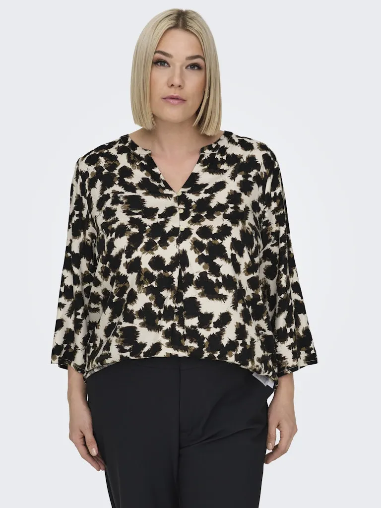 Only Carmakoma CARZIGNE LIFE 3/4 V-NECK TOP AOP