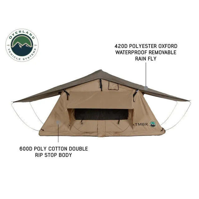 OVS LD TMBK 3 Soft Shell Roof Top Tent, Tan Body & Green Rainfly