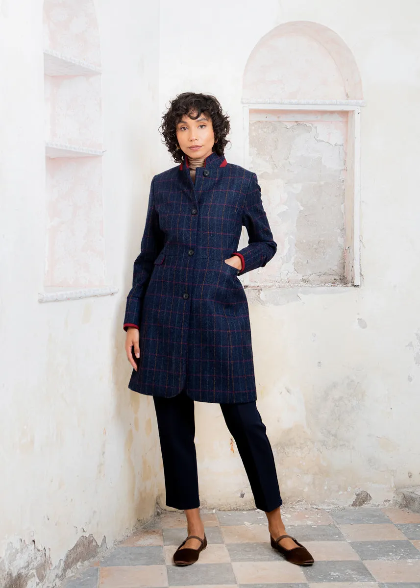 Pamela Tweed Coat - Primary Navy