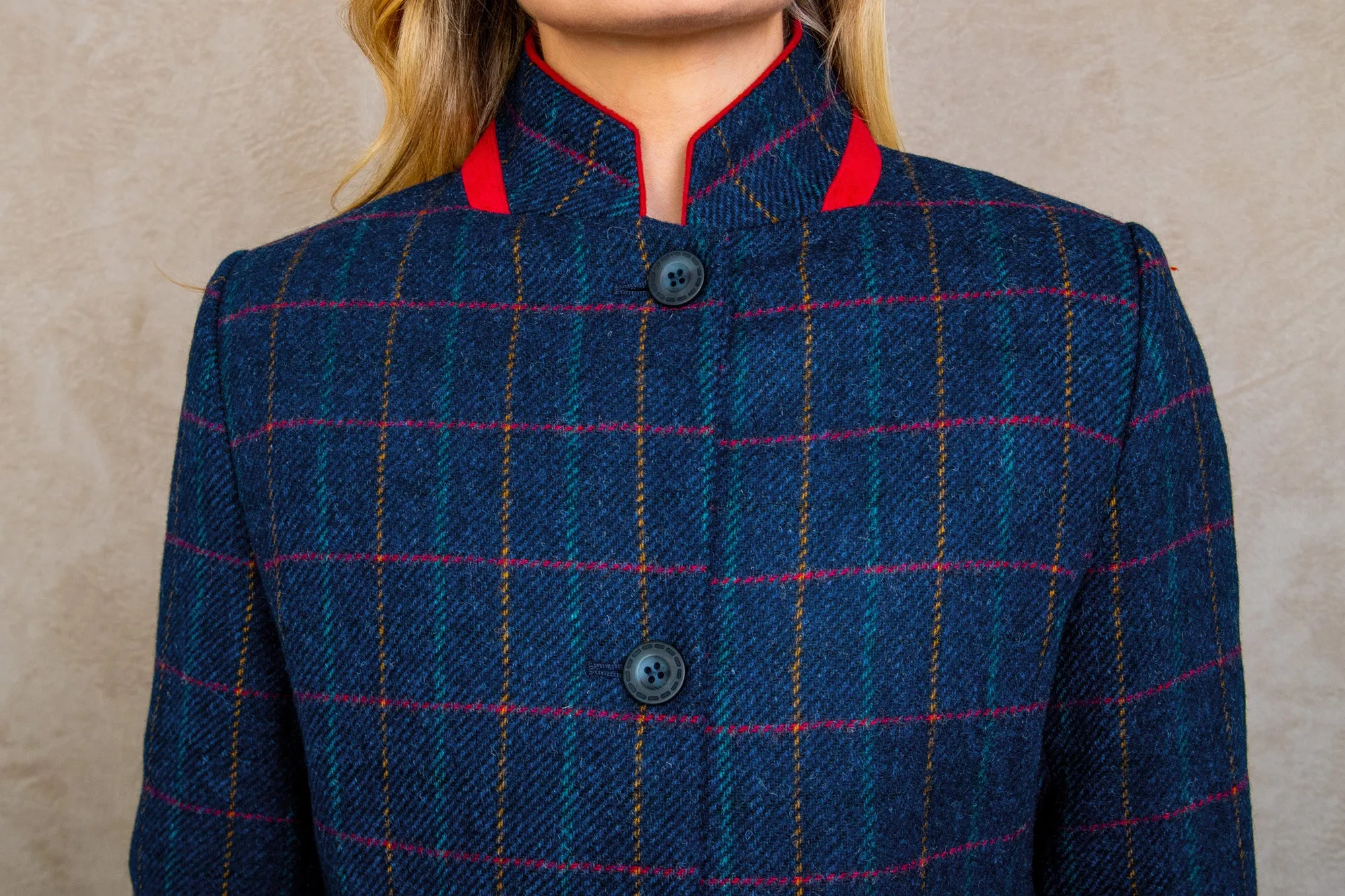 Pamela Tweed Coat - Primary Navy