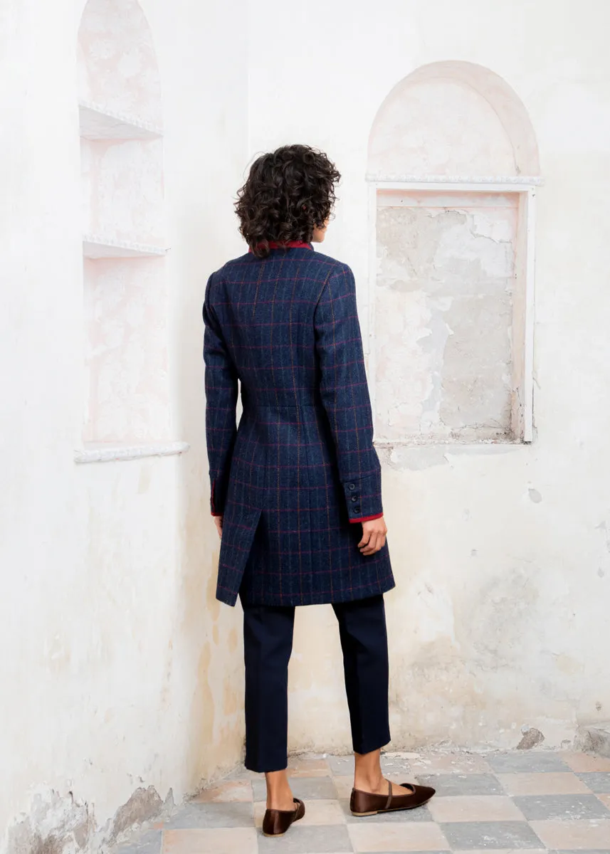 Pamela Tweed Coat - Primary Navy