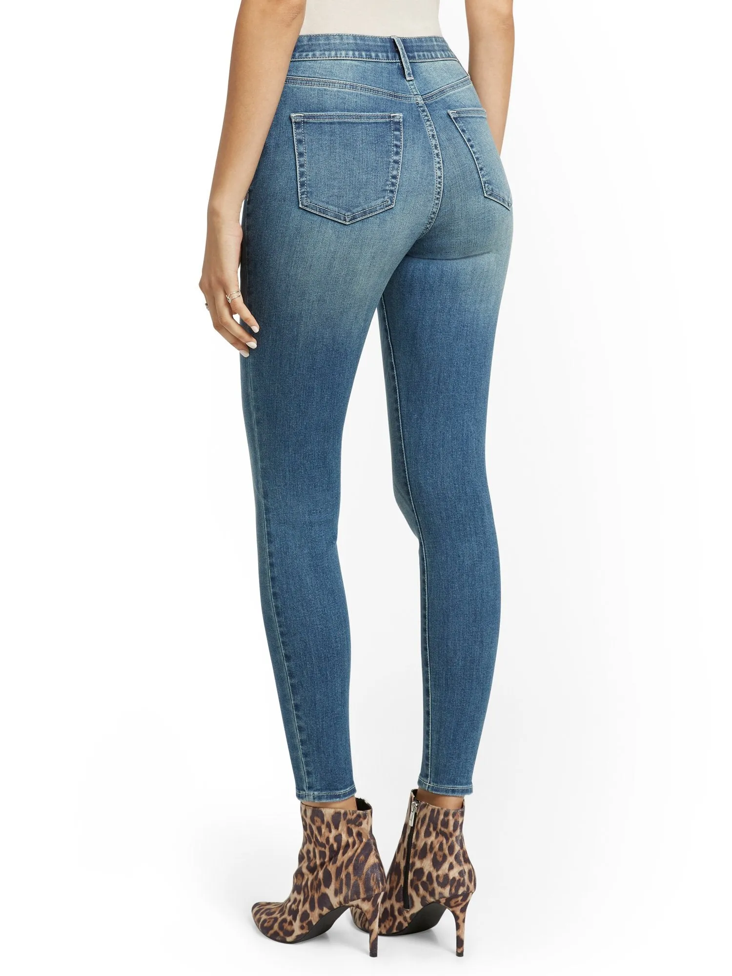 Petite High-Waisted Curvy Skinny Jeans - Vibrant Blue